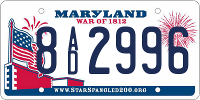 MD license plate 8AD2996
