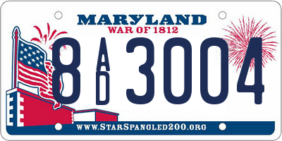 MD license plate 8AD3004