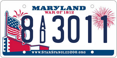 MD license plate 8AD3011