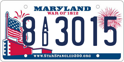 MD license plate 8AD3015