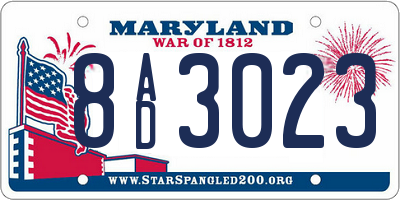 MD license plate 8AD3023