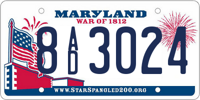 MD license plate 8AD3024