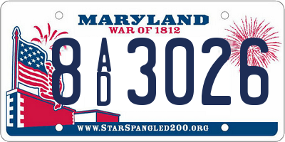 MD license plate 8AD3026