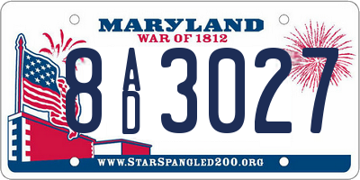 MD license plate 8AD3027