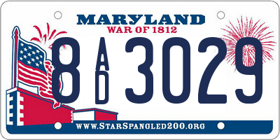 MD license plate 8AD3029