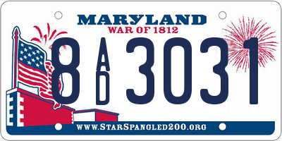 MD license plate 8AD3031