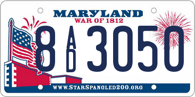 MD license plate 8AD3050