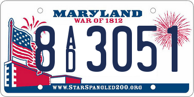 MD license plate 8AD3051