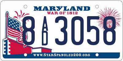MD license plate 8AD3058