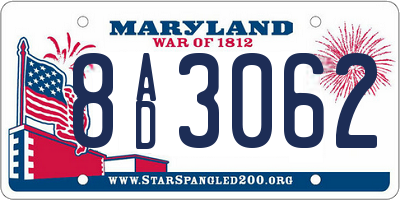 MD license plate 8AD3062