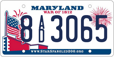 MD license plate 8AD3065