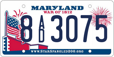 MD license plate 8AD3075