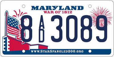 MD license plate 8AD3089