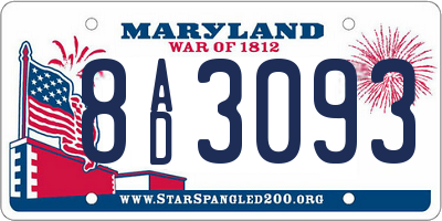 MD license plate 8AD3093