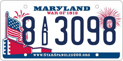 MD license plate 8AD3098