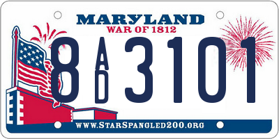 MD license plate 8AD3101