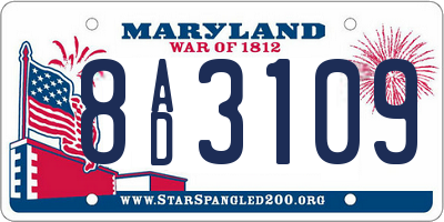 MD license plate 8AD3109