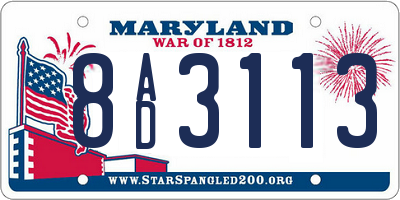 MD license plate 8AD3113