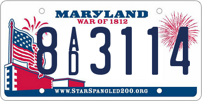 MD license plate 8AD3114