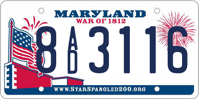 MD license plate 8AD3116