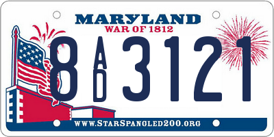 MD license plate 8AD3121