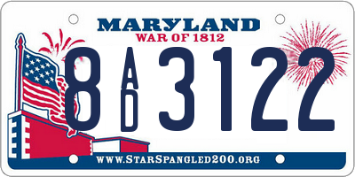 MD license plate 8AD3122