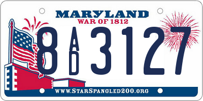 MD license plate 8AD3127