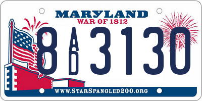 MD license plate 8AD3130