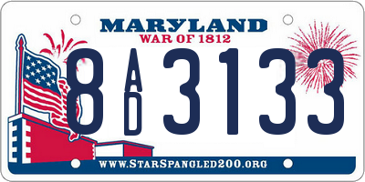 MD license plate 8AD3133