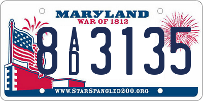 MD license plate 8AD3135