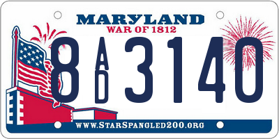 MD license plate 8AD3140