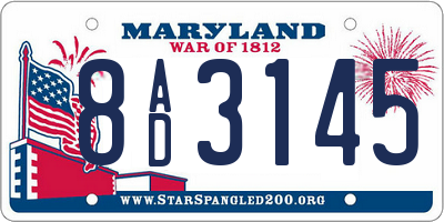 MD license plate 8AD3145