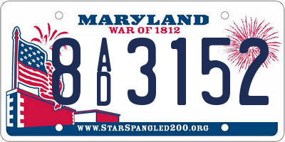 MD license plate 8AD3152