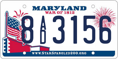 MD license plate 8AD3156