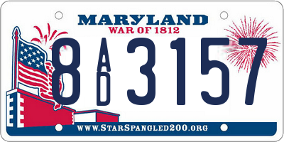 MD license plate 8AD3157