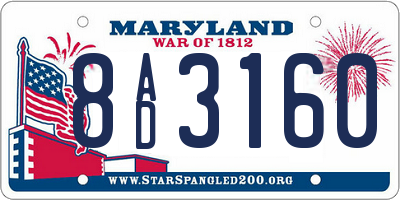 MD license plate 8AD3160