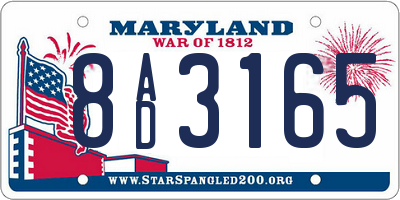 MD license plate 8AD3165