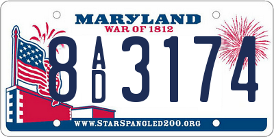 MD license plate 8AD3174