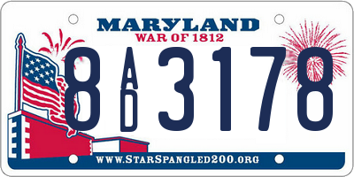 MD license plate 8AD3178