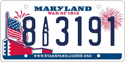 MD license plate 8AD3191