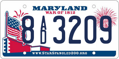 MD license plate 8AD3209
