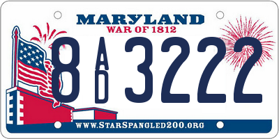 MD license plate 8AD3222