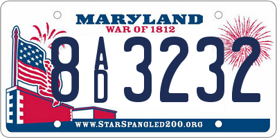 MD license plate 8AD3232