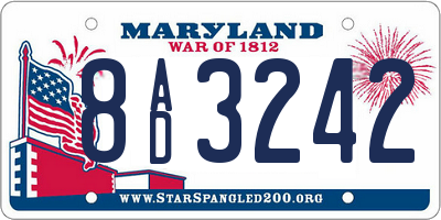 MD license plate 8AD3242