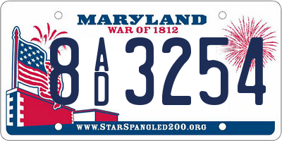 MD license plate 8AD3254