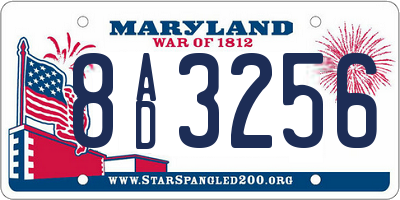 MD license plate 8AD3256