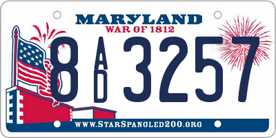 MD license plate 8AD3257