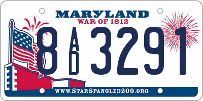 MD license plate 8AD3291