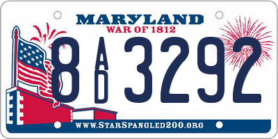 MD license plate 8AD3292