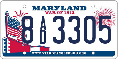 MD license plate 8AD3305